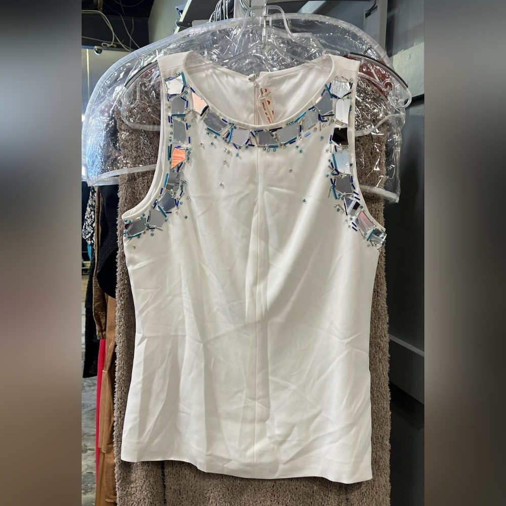 Sz 8 NWT $1395 Marni top with mirror embellishments
